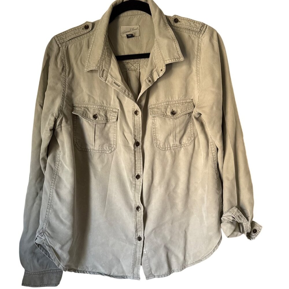 Universal Thread Womens Beige Button-Up Shirt Siz… - image 1